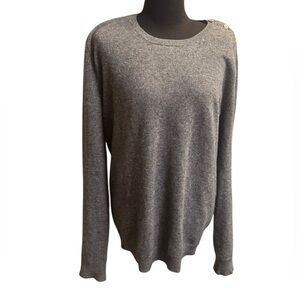 CASHMERE CHRISTOPHER FISCHER Knit Luxury Sweater Gray Size Lg Cozy Crew Neck EUC